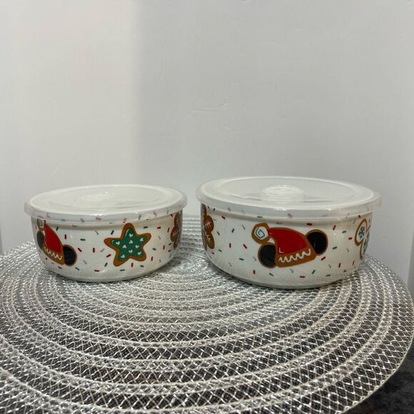 Disney Mickey Mouse ceramic bowls with vented lid set of 2 NWT - Picture 2 of 8